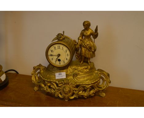 Gilded Metal Mantel Clock 
