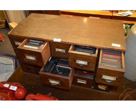 Fifteen Drawer Cabinet and Contents of Glass Lantern Slides 