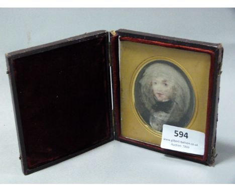 Cased Portrait Miniature on Ivory 