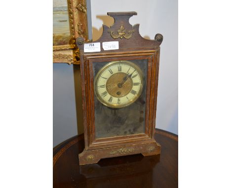 Stained Pine Cased Mantel Clock
