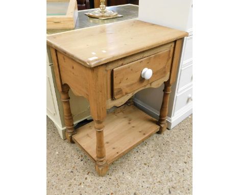 PINE FRAMED SIDE TABLE WITH PORCELAIN KNOB HANDLE WITH OPEN SHELF 