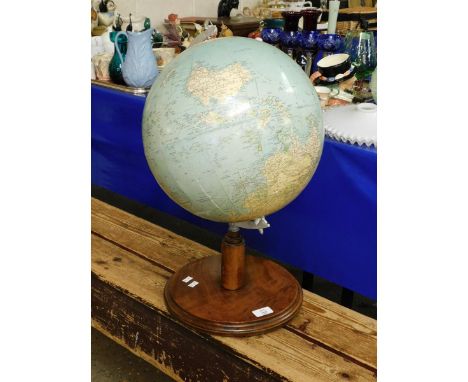 PHILLIPS STANDARD TERRESTRIAL GLOBE ON A MAHOGANY BASE 