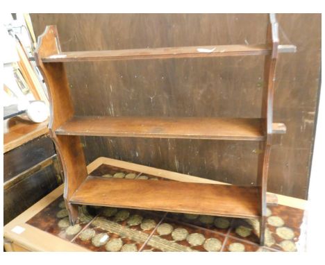 SMALL WALL MOUNTED THREE FIXED SHELF BOOKCASE OR SPICE RACK 