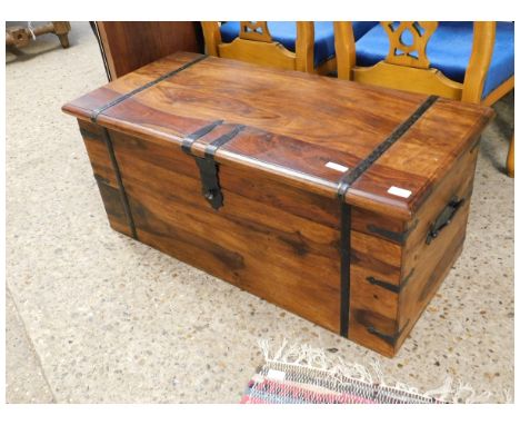 EASTERN HARDWOOD LIFT UP TRUNK WITH METAL BANDING 