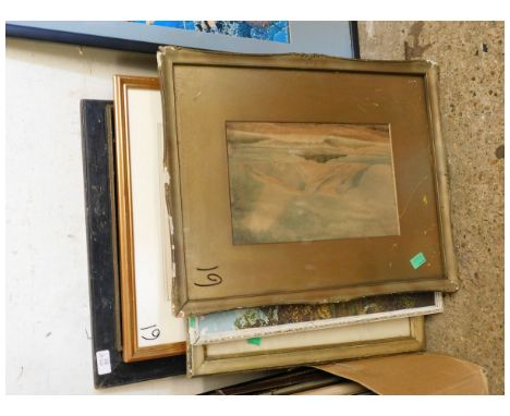 GROUP CONTAINING MIXED PICTURES, PRINTS, WATERCOLOURS ETC 