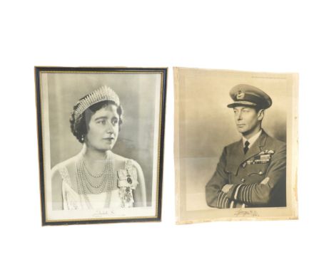 GEORGE VI &amp; QUEEN ELIZABETH. Two signed presentation photographs. George VI by Hugh Cecil printed by Raphael Tuck &amp; S