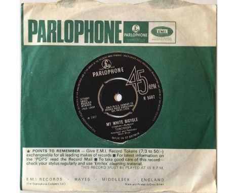 TOMORROW - MY WHITE BICYCLE 7" (ORIGINAL UK COPY - PARLOPHONE R 5597). The 1967 Psych classic from Tomorrow, this original UK