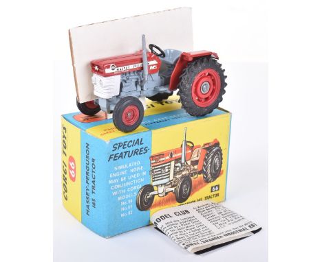 Corgi Toys 66 Massey Ferguson 165 Tractor, red/grey/white body, red plastic rear wheel hubs, front red metal wheel hubs, in o