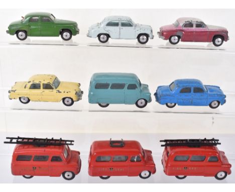 Nine Unboxed Vintage Corgi Toys Models, including: 200M Ford Consul Saloon, blue body, flat spun wheels, with working mechani