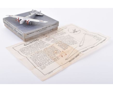 Dinky Toys 60v Armstrong Whitworth “Whitley” Bomber, silver body, 2 x 3 blade propellers, RAF Roundels, with gliding leaflet,