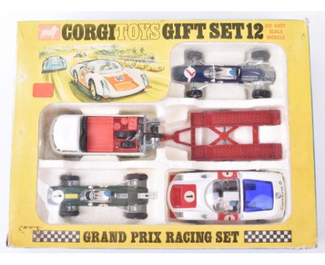 Corgi Toys Grand Prix Racing Gift Set 12, Volkswagen breakdown truck, white body, yellow interior, shaped spun wheel hubs ‘Ra