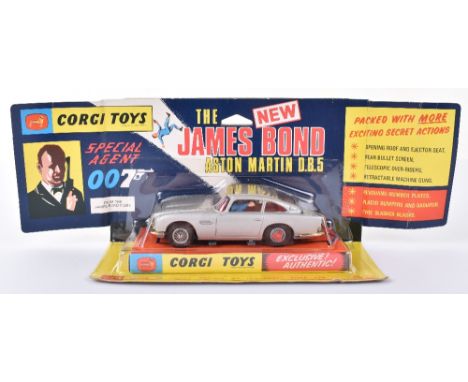 Corgi Toys 270 James Bond Aston Martin 1st Edition silver with tyre slashers, revolving number plates, rear bullet screen, re