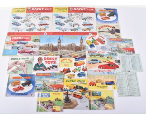 Nineteen Original Dinky Toy Catalogues, including:1952-16 page catalogue, 1953-24 page catalogue, 1st October 1953-24 page ca
