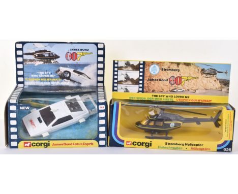 Two Corgi Toys James Bond Models From ‘The Spy Who Loved Me’ 269 James Bond Lotus Esprit, white/black body, red ‘007’ label t