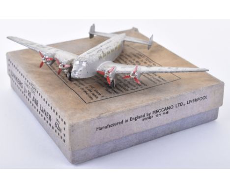 Dinky Toys 62n Junkers Ju 90 Air Liner, silver body, 4 x 3 blade propellers, D-A URE gliding game hole, in fair original cond