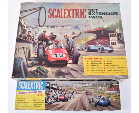 Scarce Scalextric  HP/1 Extension Pack set, contains: hump back bridge, change over tracks, straights B start finish banner, 