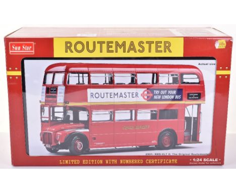 Sun Star 1:24 scale 2901 RM8-VLT 8: The original LT Routemaster Bus diecast model, red with detailed interior, opening bonnet