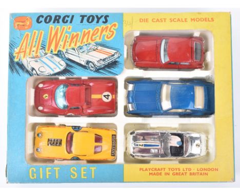 Scarce Corgi Toys All Winners Gift Set 46, contents: 264 Oldsmobile Toronado, metallic dark blue body, cream interior, cast w