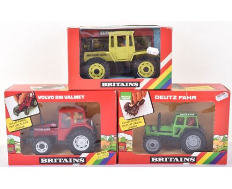 Three Boxed Britain’s Tractors,9515 Volvo BM Valmet 805 Tractor, 9525 Mercedes Benz 1500 Tractor and 9526 Deutz DX 92 Tractor