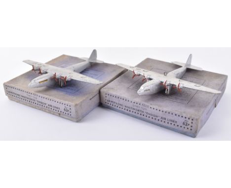 Two Boxed 62p Armstrong Whitworth “Ensign” Air Liners, both silver bodies, 4 x 3 blade propellers ’Ensign’ G-A DSR, with glid