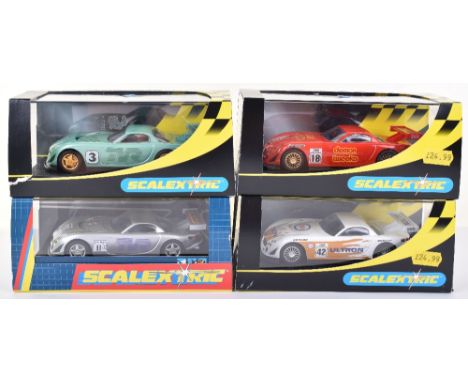 Four Scalextric TVR Boxed Cars, C2189 TVR speed 12 Esso Ultron No 42,CC206 TVR Speed 12, special edition no 627 of 1000, C220