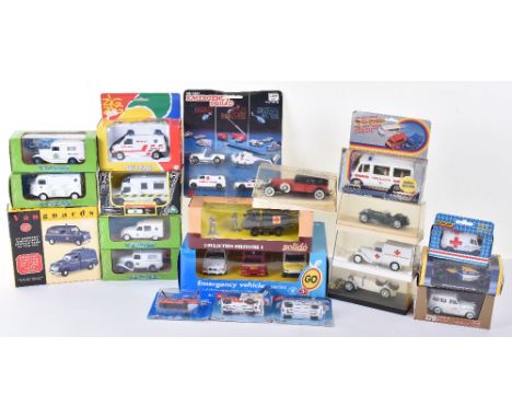 Quantity Of Ambulance Models, including Polistil High Fidelity Models Land Rover, Solido 6030 Renault 4 x4, Vanguards set ST1