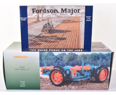 Fordson Major E27N Tractor, 2638A Broadacre models (Universal Hobbies) 1:16th scale, blue/orange and Universal Hobbies Ford D