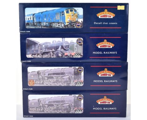 Bachmann four BR locomotives, boxed 32-426 class 24 Diesel BR green, 32-825 Ivatt class 2MT 2-6-0 locomotive and tender, BR g