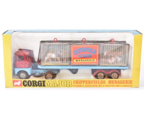 Corgi Major Toys 1139&nbsp; Chipperfield’s Circus Menagerie Scammel Handyman MK.3 Tractor Unit &amp; Trailer, blue/red body, 