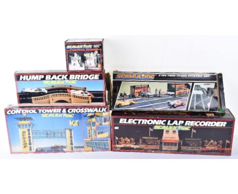 Scalextric Control Tower &amp; Crosswalk Kit, unopened, still shrunk wrapped, boxed C.273 Electronic Lap Recorder, in good us