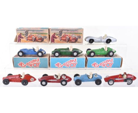 Collection of Crescent Toys Grand Prix Racing cars, boxed 1285 B.R.M Mk 2, mid green RN.7, 1287 Connaught 2 litre, dark green