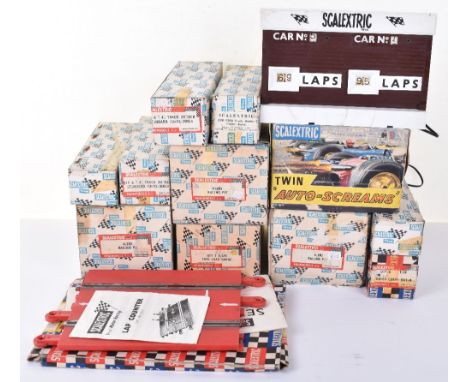 Quantity of  Scalextric Items, including: boxed A/245 fuel load gauge, A/257 Twin Auto Screams ( missing one end flap) 3 x A/