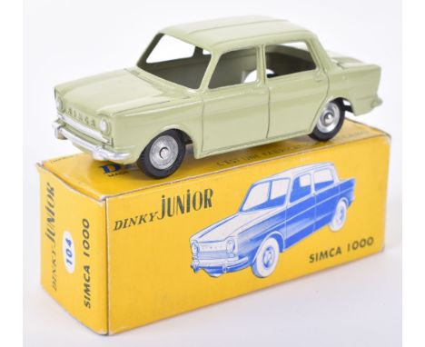 French Dinky Junior 104 Simca 1000, pale green body, silver trim, concave wheel hubs, in mint original condition, with a very