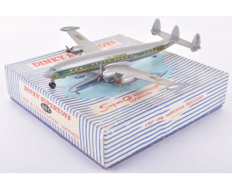 French Dinky Toys 60C Super G Constallation Lockheed, silver ‘Air France’ F-B HBX, 4 x 3 blade propellers, in near mint origi