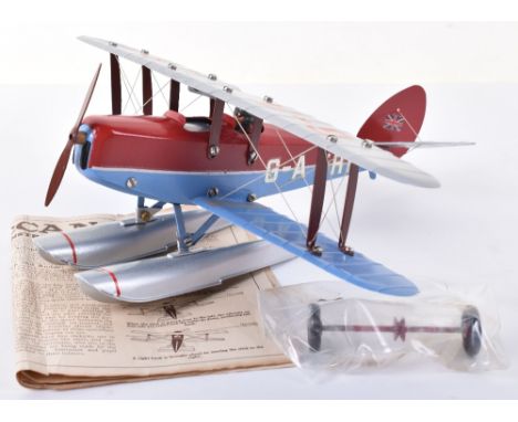 Meccano Light Seaplane, red/blue/silver, with pilot, professionally restored.