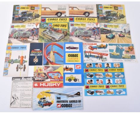 Quantity of Corgi Toys catalogues/Leaflets, including: 1959 British South Africa 16-page catalogue, 1961 Eire 24-page catalog