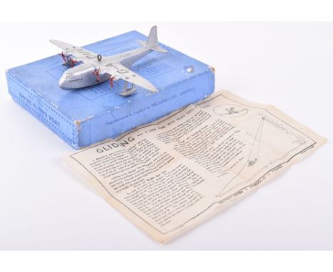 Dinky Toys 60r Empire Flying Boat ‘Cambria’ silver body ‘G-A DUV’ 4 x 3 blade propellers, red plastic roller, in good origina