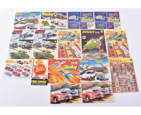 Sixteen Original Dinky Toy Catalogues/Leaflets, including: 1966-2nd edition 72561-108 page catalogue, 1966-2nd edition,72561-
