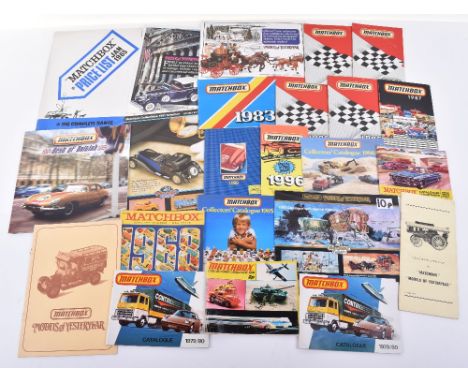 Matchbox Catalogues/Leaflets, including:1959-UK-24 page catalogue, 1960-32 page catalogue,  1964 French issue catalogue, Pric