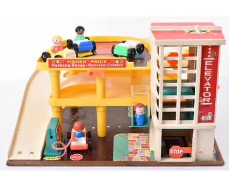 1970’s Fisher Price (Belgium) 930 Three Level Garage, complete with working lift, 4 cars, figures, in very good unboxed condi