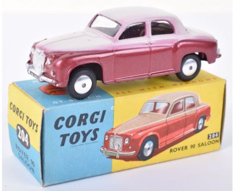 Corgi Toys 204 Rover 90 Saloon, metallic cerise/grey body, silver trim, flat spun wheel hubs, in near mint original condition