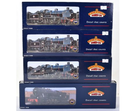 Bachmann four locomotives, boxed 32-152 N class 2-6-0 locomotive and tender, BR black late crest, 32-153 N class 2-6-0 locomo