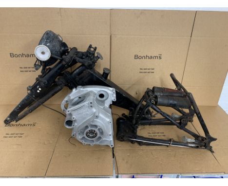 A 1950 Vincent Comet Projectcomprising Upper Frame Member with girdraulic forks and headlamp shell attached, numbered RC/1/66