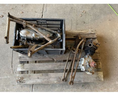 A believed Rudge projectcomprising a frame (partially numbered '6551'); engine (numbered T63); forks; chaincase; magneto; oil