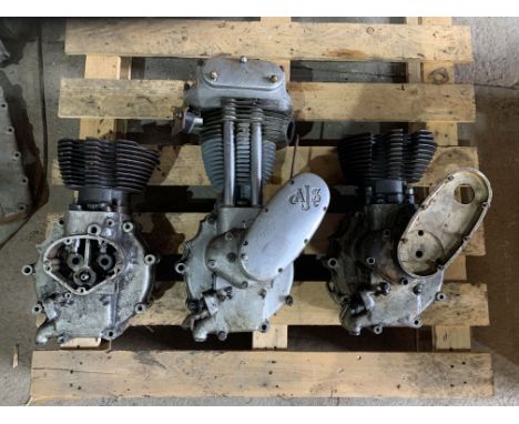 An AJS enginenumbered 57/16MS 32390, together with an incomplete AJS engine numbered 50/18 13529 and an incomplete Matchless 