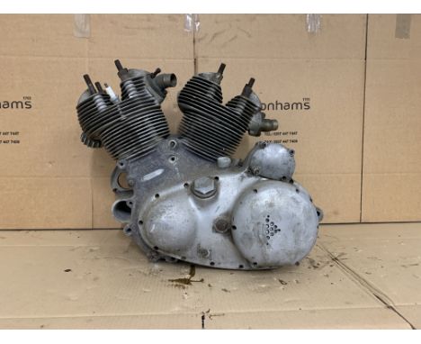Vincent twin cylinder engine casesengine number removed, with crankcase mating numbers BB73/BB73. Condition, suitability and 