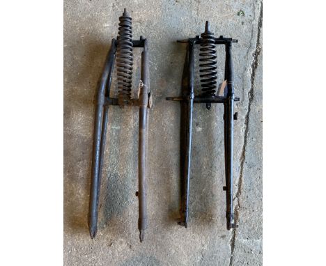 Two girder fork bladeswith springs, condition and completeness unknown, close inspection advised. (2)Lot to be sold without r