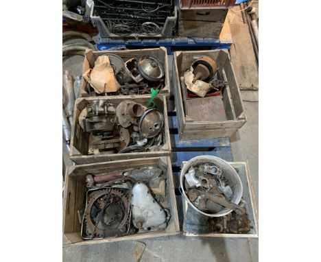 A large autojumblers lotincluding four stud Sturmey Archer gearbox, Royal Enfield gearbox, Triumph gearbox components, Triump