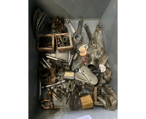 An autojumblers lotincluding two pairs of V-twin conrods, two speedometer drive gearboxes, pushrod tubes, tickle-type top yok