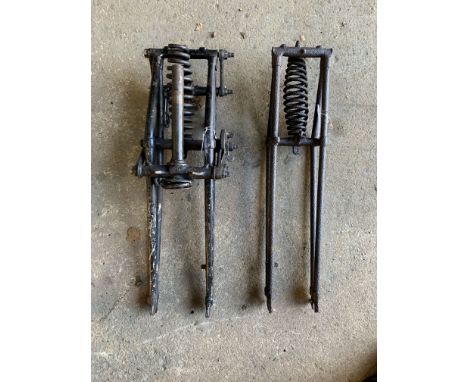 Two girder fork bladeswith springs, condition and completeness unknown, close inspection advised. (2)Lot to be sold without r